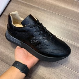 Hermes New Calf Leather Casual Sneakers For Men Black