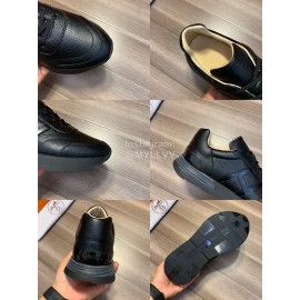 Hermes New Calf Leather Casual Sneakers For Men Black