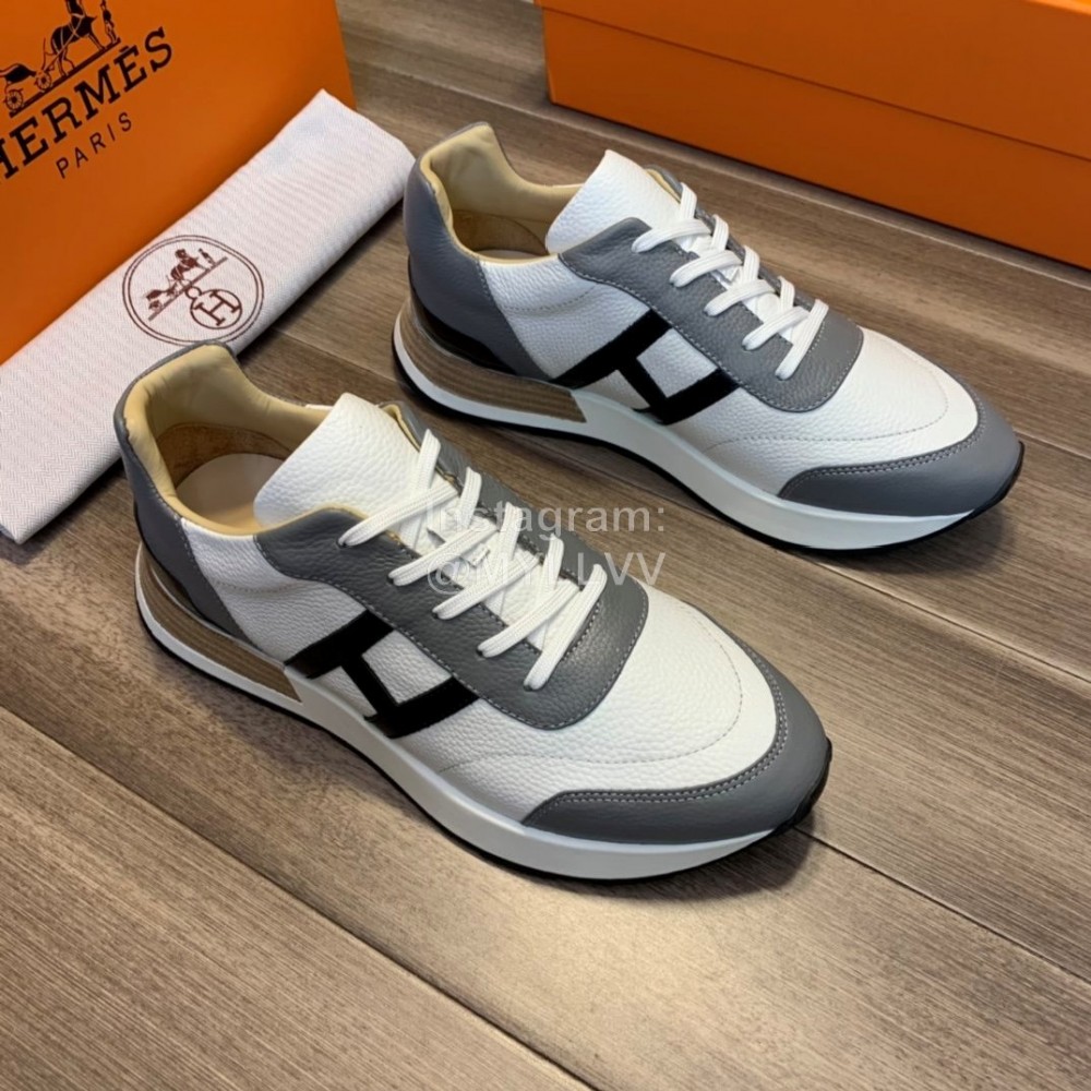 Hermes Fashion Calf Leather Casual Sneakers For Men 