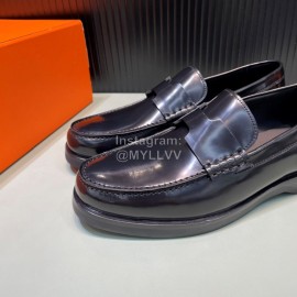 Hermes Calfskin Casual Loafers For Men Black