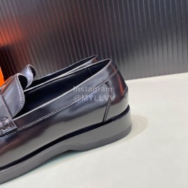 Hermes Calfskin Casual Loafers For Men Black