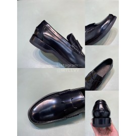 Hermes Calfskin Casual Loafers For Men Black