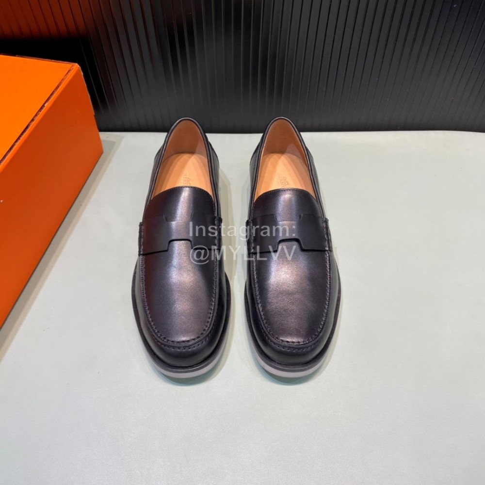 Hermes Black Calfskin Casual Loafers For Men 