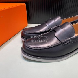 Hermes Black Calfskin Casual Loafers For Men 