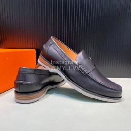 Hermes Black Calfskin Casual Loafers For Men 