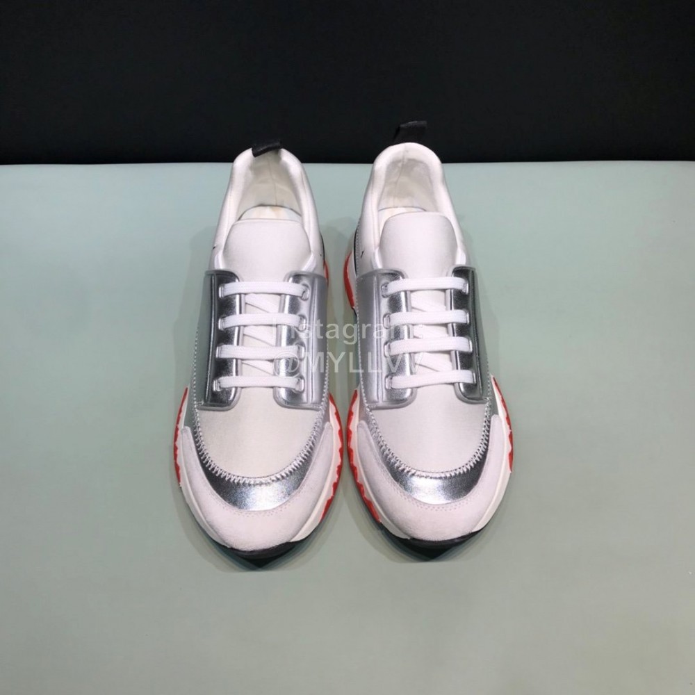 Hermes Fashion Calfskin Casual Sneakers For Men Silver