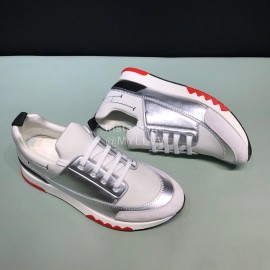 Hermes Fashion Calfskin Casual Sneakers For Men Silver