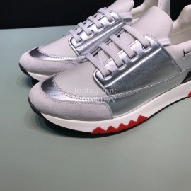 Hermes Fashion Calfskin Casual Sneakers For Men Silver
