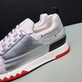 Hermes Fashion Calfskin Casual Sneakers For Men Silver