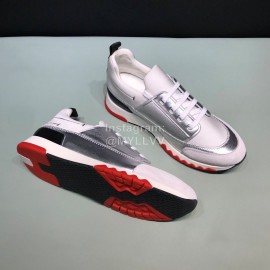 Hermes Fashion Calfskin Casual Sneakers For Men Silver