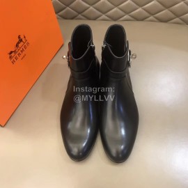 Hermes Cowhide Chelsea Boots For Men Black
