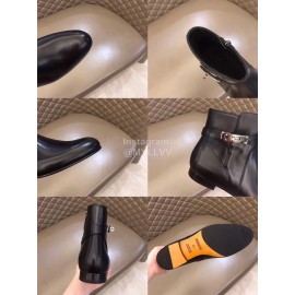 Hermes Cowhide Chelsea Boots For Men Black