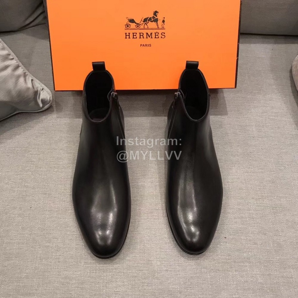 Hermes Cowhide Black Chelsea Boots For Men