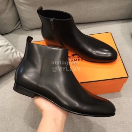 Hermes Cowhide Black Chelsea Boots For Men