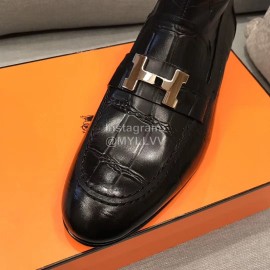 Hermes Cowhide Chelsea Short Boots For Men Black