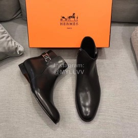Hermes Black Cowhide Chelsea Short Boots For Men