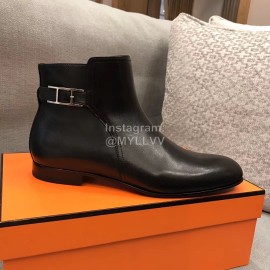 Hermes Black Cowhide Chelsea Short Boots For Men