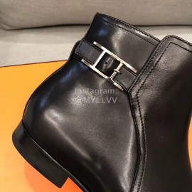 Hermes Black Cowhide Chelsea Short Boots For Men
