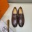 Hermes Cowhide Ostrich Pattern Loafers For Men Coffee