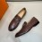 Hermes Cowhide Ostrich Pattern Loafers For Men Coffee