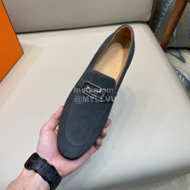 Hermes Cowhide Suede Loafers For Men Gray