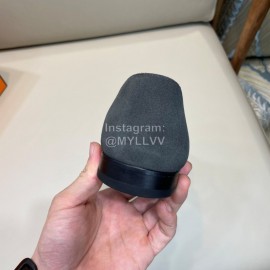 Hermes Cowhide Suede Loafers For Men Gray