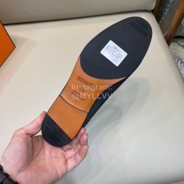 Hermes Cowhide Suede Loafers For Men Gray