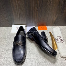 Hermes New Cowhide Casual Loafers For Men Black
