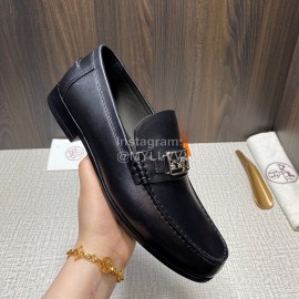 Hermes New Cowhide Casual Loafers For Men Black