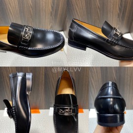Hermes New Black Cowhide Casual Loafers For Men 
