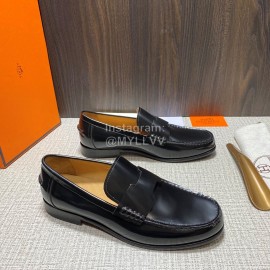 Hermes New Cowhide Casual Loafers Black For Men 