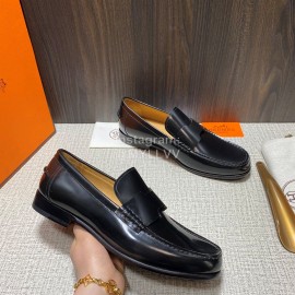 Hermes New Cowhide Casual Loafers Black For Men 