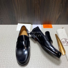 Hermes New Cowhide Casual Loafers Black For Men 