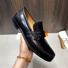 Hermes New Cowhide Casual Loafers Black For Men 