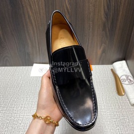 Hermes New Cowhide Casual Loafers Black For Men 