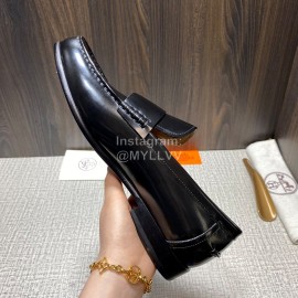 Hermes New Cowhide Casual Loafers Black For Men 