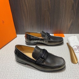 Hermes New Cowhide Casual Loafers For Men Coffee