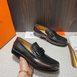 Hermes New Cowhide Casual Loafers For Men Coffee