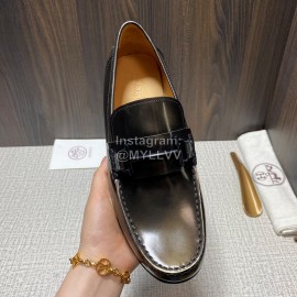 Hermes New Cowhide Casual Loafers For Men Coffee