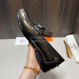 Hermes New Cowhide Casual Loafers For Men Coffee