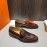 Hermes Belt Buckle Shape Leather Loafers For Men Brown