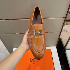 Hermes Soft Cowhide Casual Loafers For Men Brown