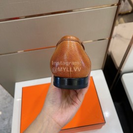 Hermes Soft Cowhide Casual Loafers For Men Brown