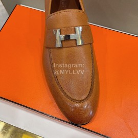 Hermes Soft Cowhide Casual Loafers For Men Brown