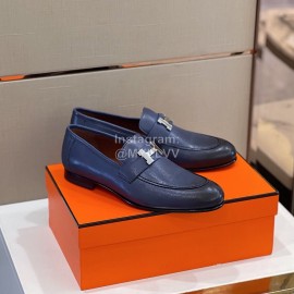 Hermes Soft Cowhide Casual Loafers For Men Blue