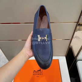 Hermes Soft Cowhide Casual Loafers For Men Blue