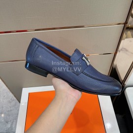 Hermes Soft Cowhide Casual Loafers For Men Blue