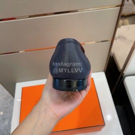 Hermes Soft Cowhide Casual Loafers For Men Blue