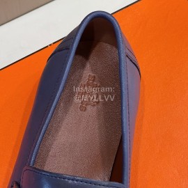 Hermes Soft Cowhide Casual Loafers For Men Blue
