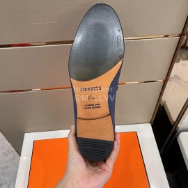 Hermes Soft Cowhide Casual Loafers For Men Blue